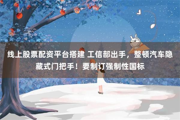 线上股票配资平台搭建 工信部出手，整顿汽车隐藏式门把手！要制订强制性国标