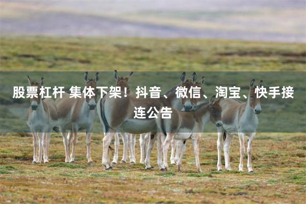 股票杠杆 集体下架！抖音、微信、淘宝、快手接连公告