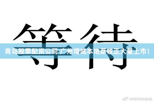 青岛股票配资公司 广州增城本地荔枝正大量上市！