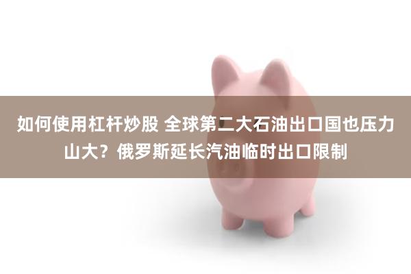 如何使用杠杆炒股 全球第二大石油出口国也压力山大？俄罗斯延长汽油临时出口限制