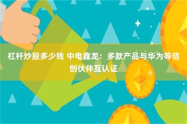 杠杆炒股多少钱 中电鑫龙：多款产品与华为等信创伙伴互认证