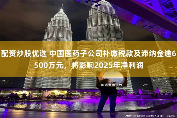 配资炒股优选 中国医药子公司补缴税款及滞纳金逾6500万元，将影响2025年净利润