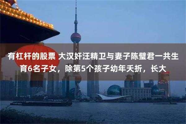 有杠杆的股票 大汉奸汪精卫与妻子陈璧君一共生育6名子女，除第5个孩子幼年夭折，长大