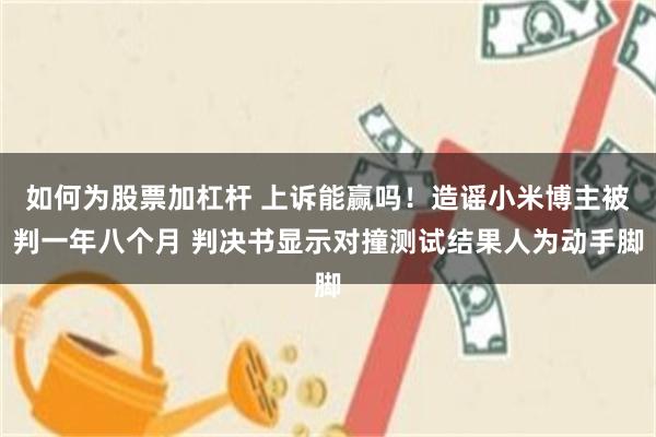 如何为股票加杠杆 上诉能赢吗!造谣小米博主被判一年八个月 判决书显示对撞测试结果人为动手脚